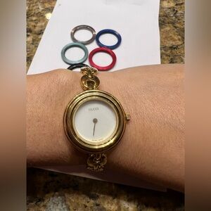 Vintage Gucci Gold Watch with Colorful Bezels